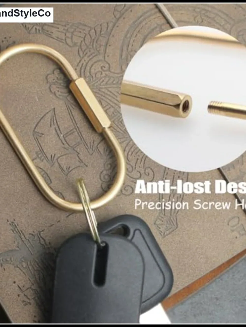 8 Pcs Solid Brass Locking Key Rings Carabiner Keychain Clips Screw Lock